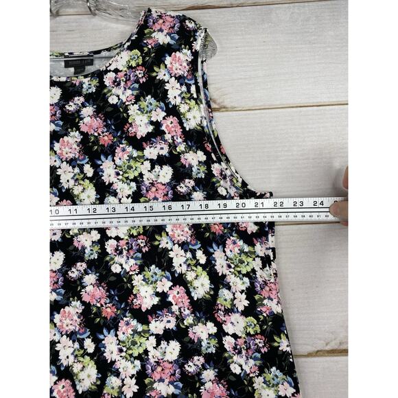 J Jill Wearever Maxi Dress Womens XL Black Floral Colorful Boho Sleeveless Knit - Picture 6 of 8